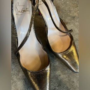 Christian Louboutin Bronze Snakeskin Slingback Pump
